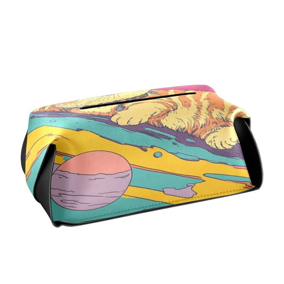 BZSMCE Leatehr Tissue Holders Cute Chilling in The Cosmos Pattern Tissue box