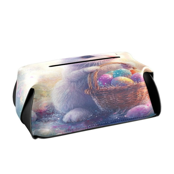 BZSMCE Leatehr Tissue Holders Cute Cosmic Cat Nap Pattern Tissue box