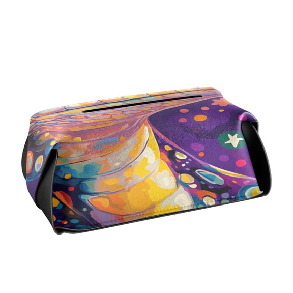BZSMCE Leatehr Tissue Holders Cute Cosmic Companion Pattern Tissue box