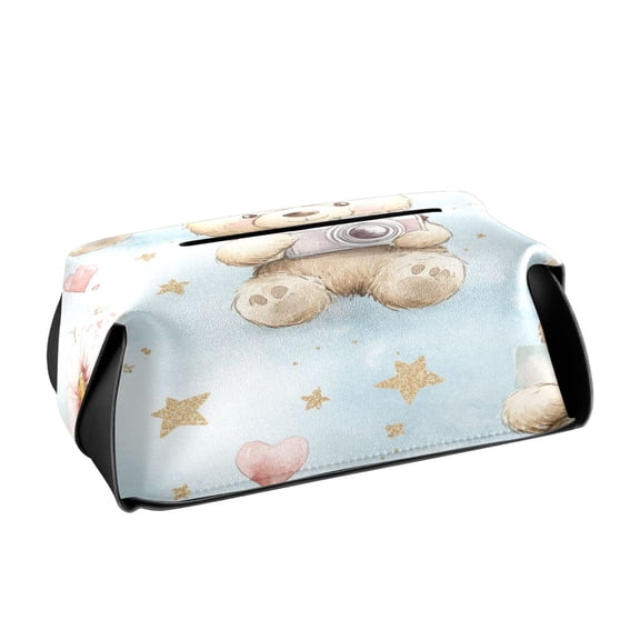 BZSMCE Leatehr Tissue Holders Cute Cuddly Bears and Memories Pattern Tissue box