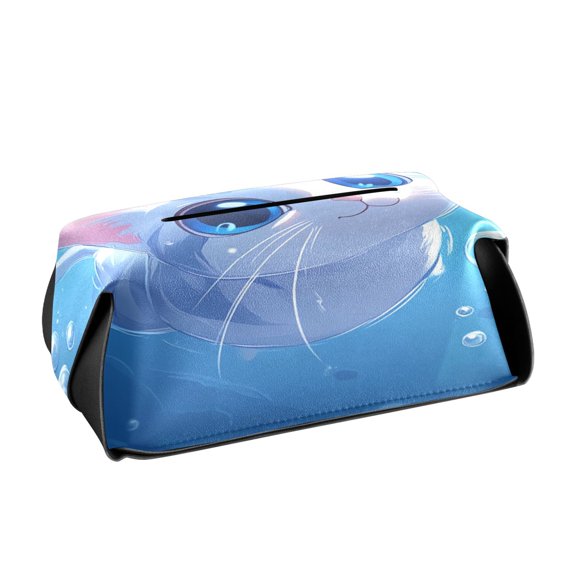 BZSMCE Leatehr Tissue Holders Cute Curious Cat Underwater Pattern Tissue box
