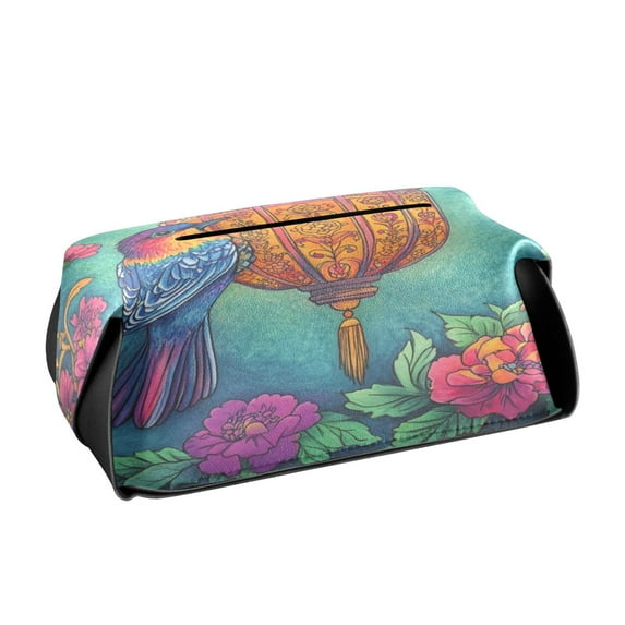 BZSMCE Leatehr Tissue Holders Cute Floral Lantern Bird Art Pattern Tissue box