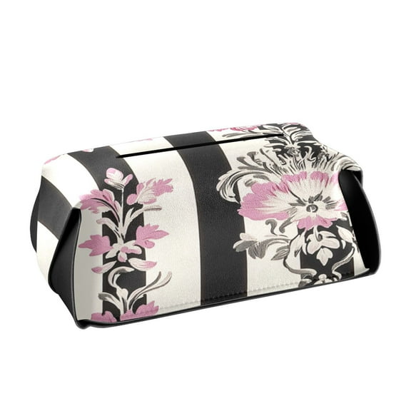 BZSMCE Leatehr Tissue Holders Cute Floral Pink Black Damask Pattern Tissue box