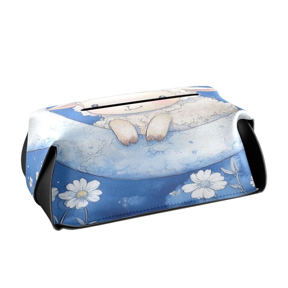 BZSMCE Leatehr Tissue Holders Cute Heep on A Crescent Moon Pattern Tissue box
