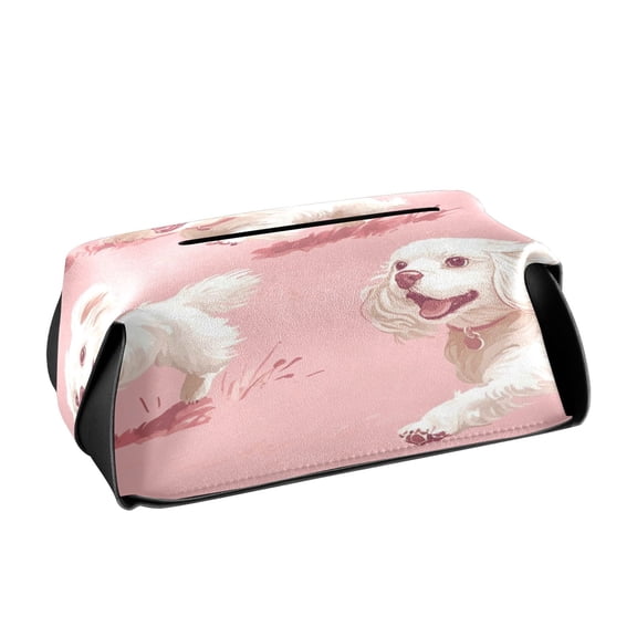 BZSMCE Leatehr Tissue Holders Cute Joyful Paws Pattern Tissue box