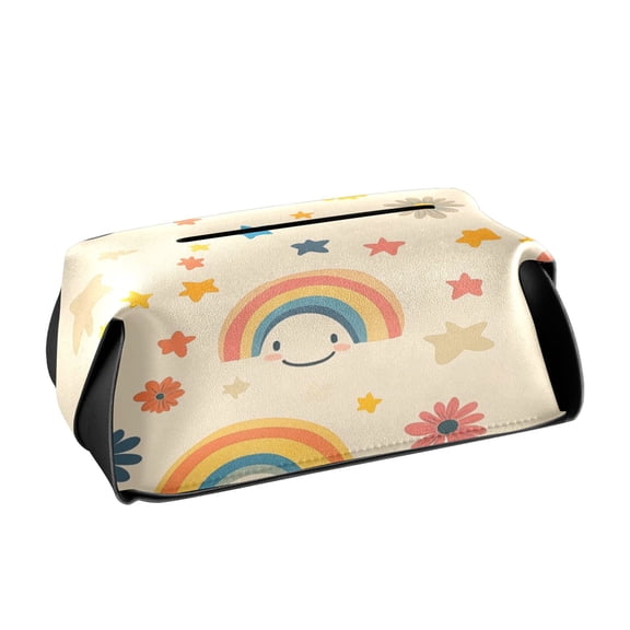 BZSMCE Leatehr Tissue Holders Cute Joyful Rainbows Pattern Tissue box