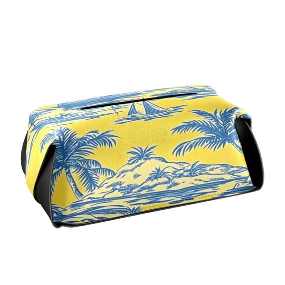 BZSMCE Leatehr Tissue Holders Cute Nautical Daydreams in Blue and Yellow Pattern Tissue box