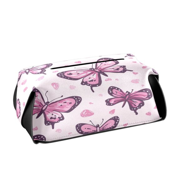 BZSMCE Leatehr Tissue Holders Cute Pink Butterfly Bliss Pattern Tissue box
