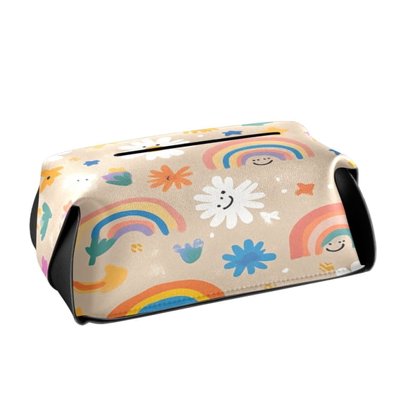 BZSMCE Leatehr Tissue Holders Cute Rainbow Dream Pattern Tissue box