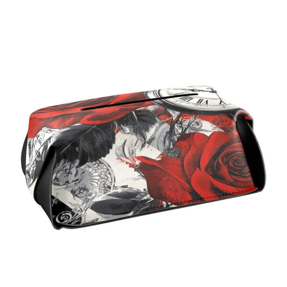 BZSMCE Leatehr Tissue Holders Cute Red Rose Reverie Pattern Tissue box