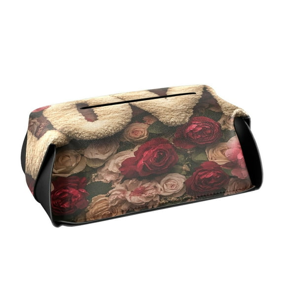 BZSMCE Leatehr Tissue Holders Cute Romantic Teddies Pattern Tissue box