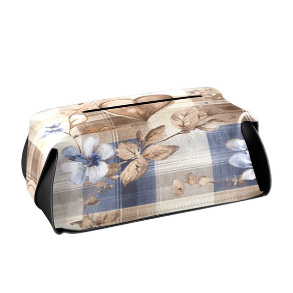 BZSMCE Leatehr Tissue Holders Cute Rustic Hearts and Floral Harmony Pattern Tissue box