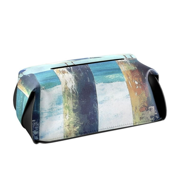 BZSMCE Leatehr Tissue Holders Cute Seaside Serenity Pattern Tissue box