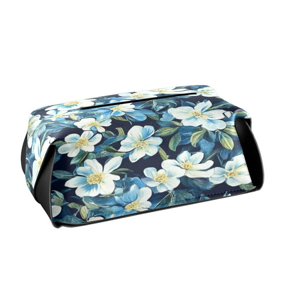 BZSMCE Leatehr Tissue Holders Cute Serene Blue Floral Garden Pattern Tissue box