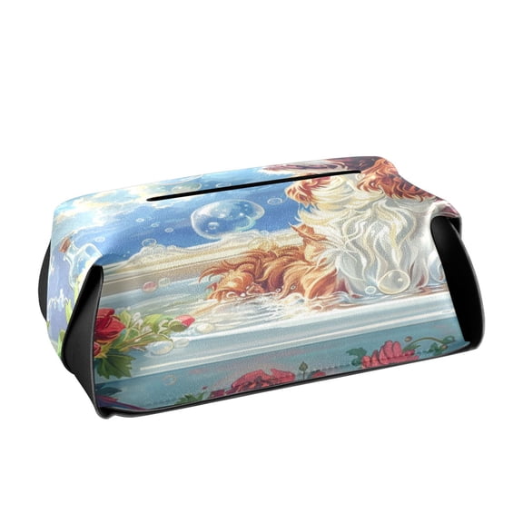 BZSMCE Leatehr Tissue Holders Cute Soaking in Sunshine Pattern Tissue box
