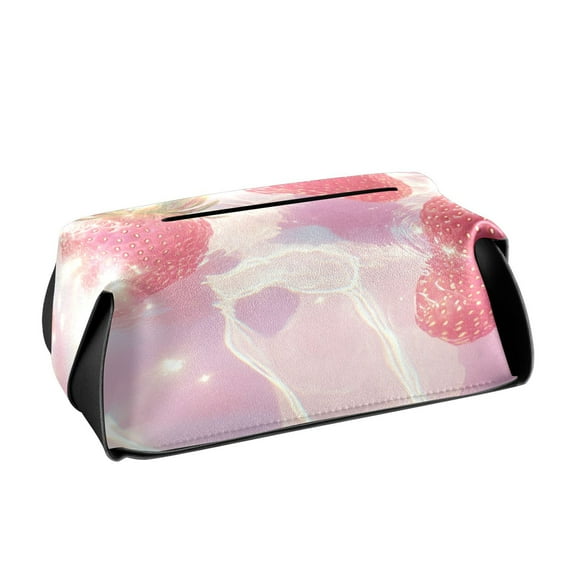 BZSMCE Leatehr Tissue Holders Cute Strawberries Floating Pattern Tissue box