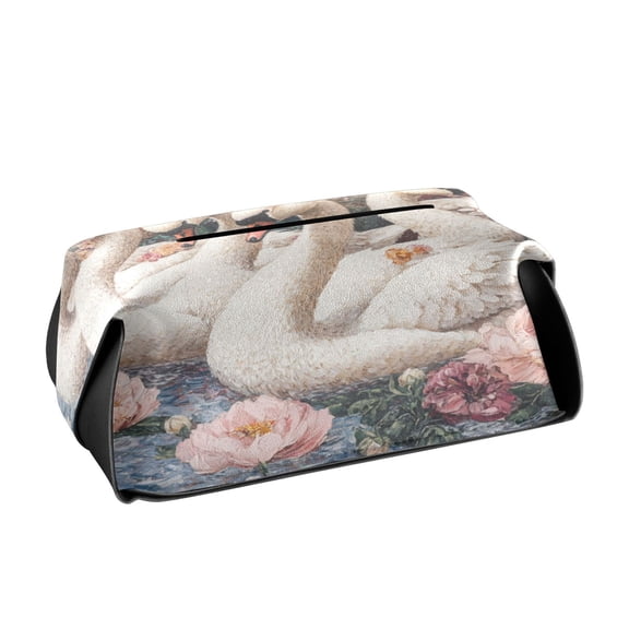 BZSMCE Leatehr Tissue Holders Cute Swan Serenade in Floral Dream Pattern Tissue box