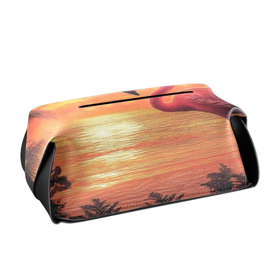 BZSMCE Leatehr Tissue Holders Cute Tropical Sunset Serenade Pattern Tissue box