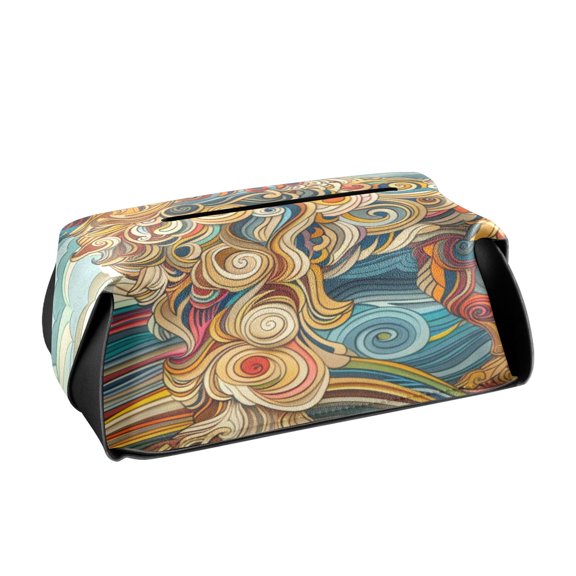 BZSMCE Leatehr Tissue Holders Cute Whimsical Canine in Waves Pattern Tissue box