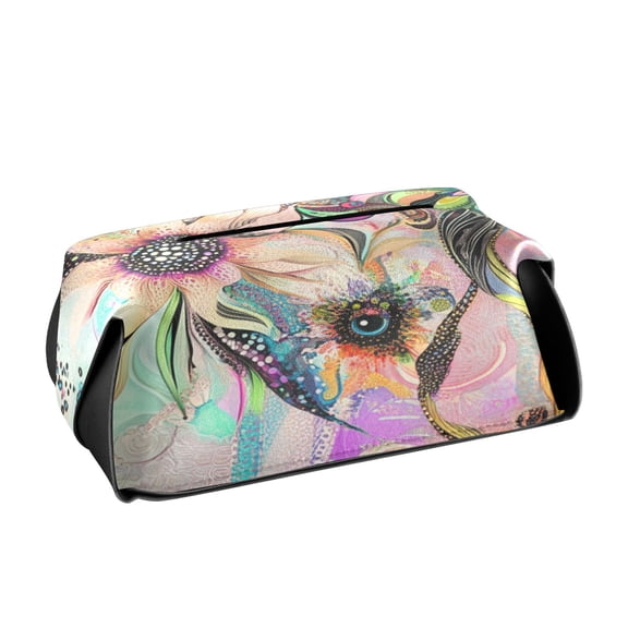BZSMCE Leatehr Tissue Holders Cute Whimsical Floral Harmony Pattern Tissue box