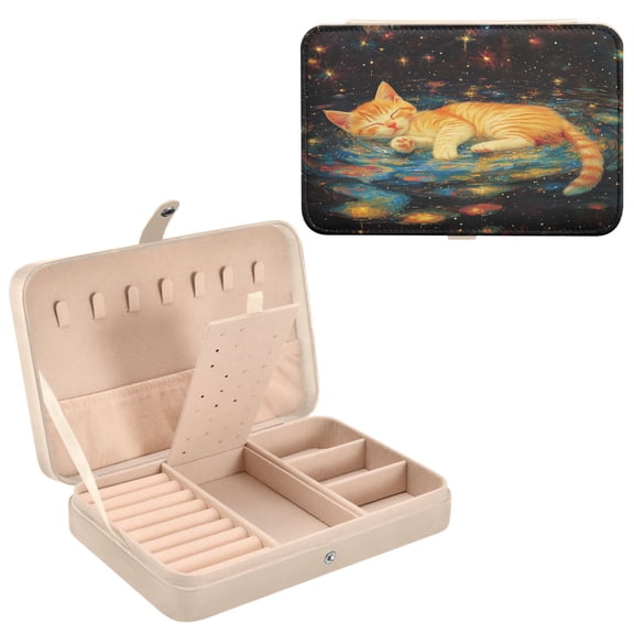 BZSMCE Leather Jewelry Box - Rectangular Bunny's Colorful Harvest Pattern 8.27x5.5x1.78in Beige