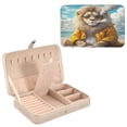 thumbnail image 1 of BZSMCE Leather Jewelry Box - Rectangular Lion’s Summer Escape Pattern 8.27x5.5x1.78in Beige, 1 of 8