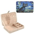 thumbnail image 1 of BZSMCE Leather Jewelry Box - Rectangular Moonlit Kitty Dreams Pattern 8.27x5.5x1.78in Beige, 1 of 8