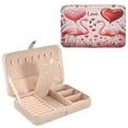 thumbnail image 1 of BZSMCE Leather Jewelry Box - Rectangular Romantic Flamingo Love Pattern 8.27x5.5x1.78in Beige, 1 of 8
