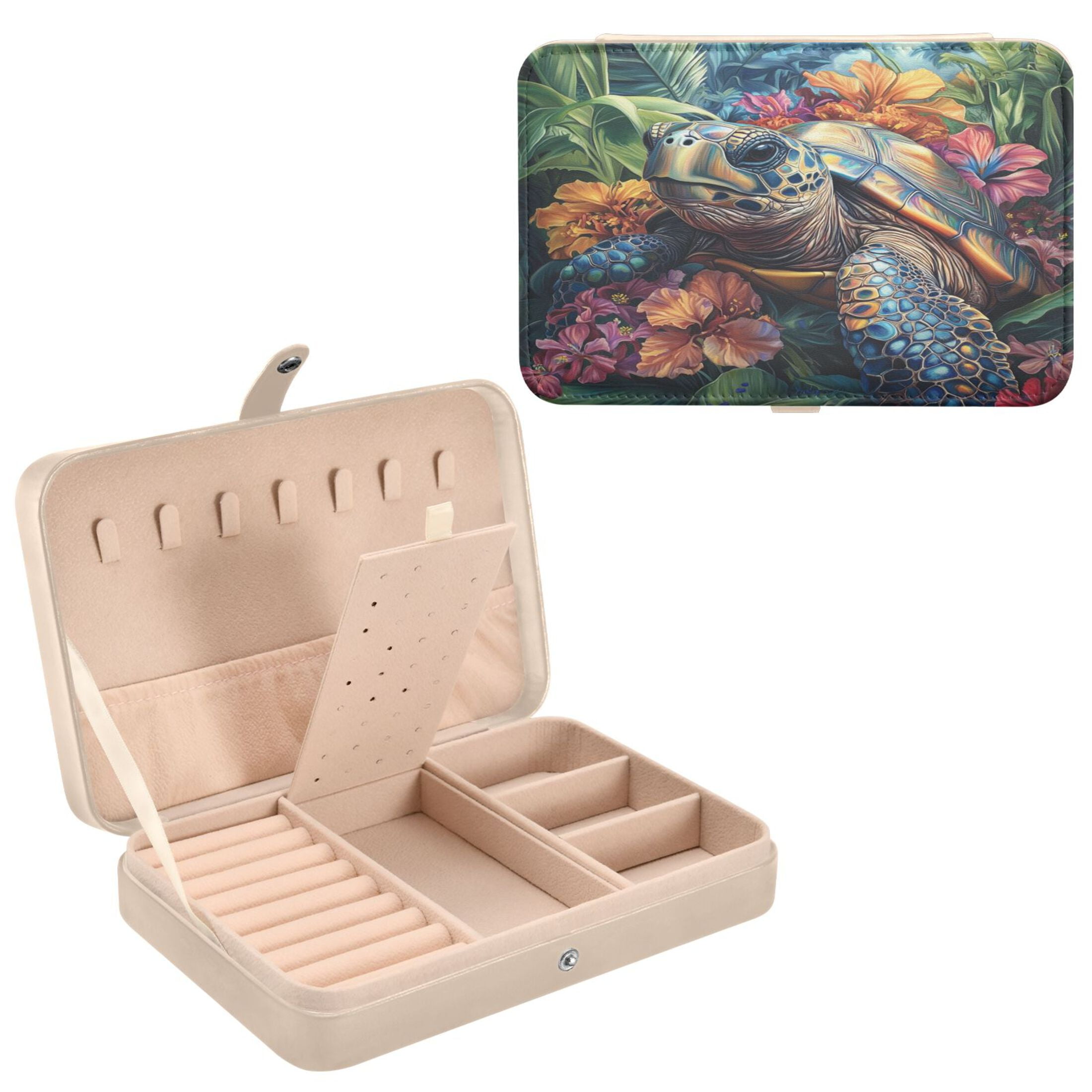 Native American Turtle Design Memory Keepsake Jewelry Box - Cherry Wood Finish, 5" X 5" X 3.75" With Felt Lining