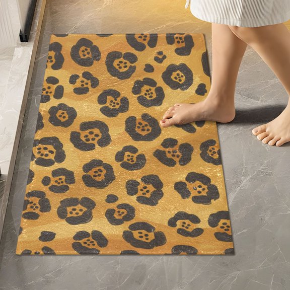 BZSMCE Leopard Animal Skin 1 Pattern 2-Piece Non-Slip Absorbent Bathroom Rug Set, Soft Bath Mat & Toilet Rug