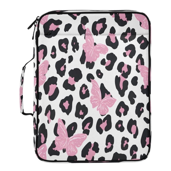 BZSMCE Leopard Butterfly Pattern Water-Resistant Filing Folder Binder Organizer Keeper 1.2 Inch 3-Ring 7-Pocket Expanding File