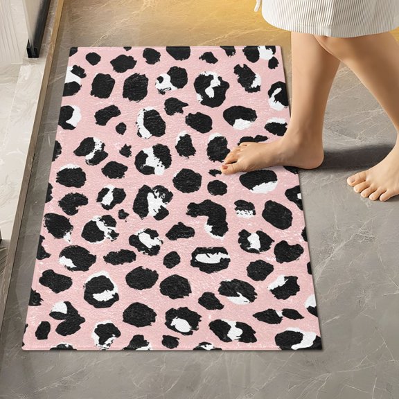 BZSMCE Leopard Print Pattern Pattern 2-Piece Non-Slip Absorbent Bathroom Rug Set, Soft Bath Mat & Toilet Rug