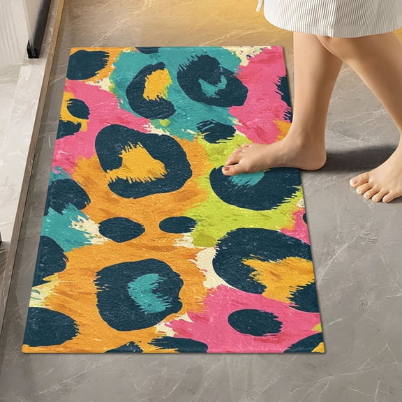 BZSMCE Leopard Print Pattern Pattern 2-Piece Non-Slip Absorbent Bathroom Rug Set, Soft Bath Mat & Toilet Rug