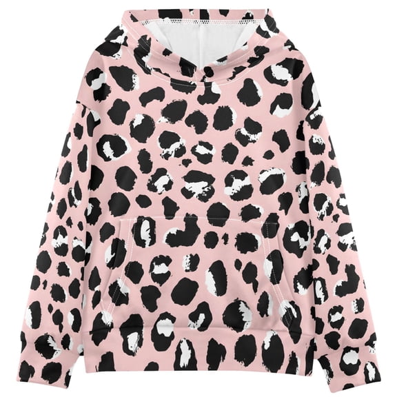 BZSMCE Leopard Print Pattern Print Hoodie Casual Pullover Sweatshirt With Kangaroo Pocket