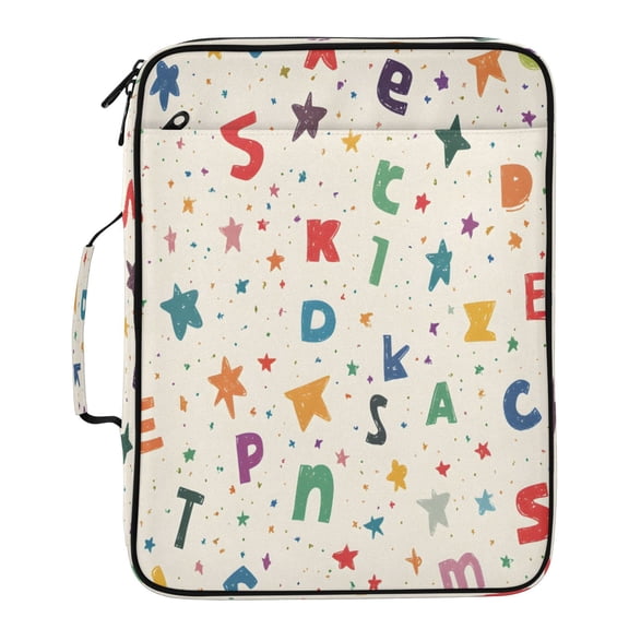 BZSMCE Letter Pattern Water-Resistant Filing Folder Binder Organizer Keeper 1.2 Inch 3-Ring 7-Pocket Expanding File