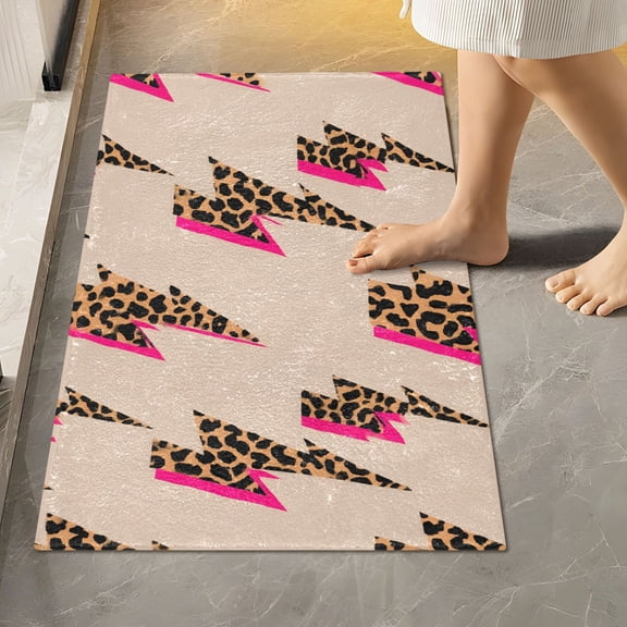 BZSMCE Lightning Leopard Print Pattern Pattern 2-Piece Non-Slip Absorbent Bathroom Rug Set, Soft Bath Mat & Toilet Rug
