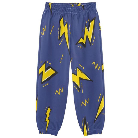 BZSMCE Lightning Pattern Print Elastic Waist Jogger Pants Lightweight Wind Resistant Casual Athletic Trousers with Cuffed Ankles & Side Pockets