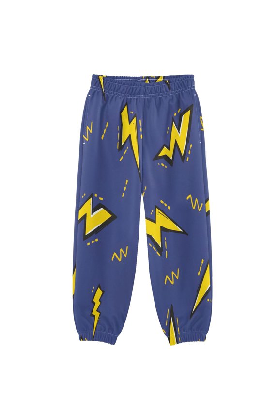 BZSMCE Lightning Pattern Print Elastic Waist Jogger Pants Lightweight Wind Resistant Casual Athletic Trousers with Cuffed Ankles & Side Pockets