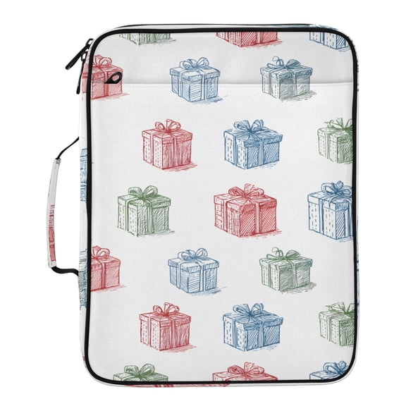 BZSMCE Line Gift Box Pattern Pattern Water-Resistant Filing Folder Binder Organizer Keeper 1.2 Inch 3-Ring 7-Pocket Expanding File