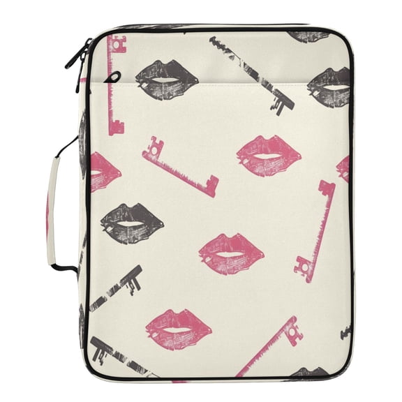 BZSMCE Lip Print Key Watercolor Pattern Pattern Water-Resistant Filing Folder Binder Organizer Keeper 1.2 Inch 3-Ring 7-Pocket Expanding File