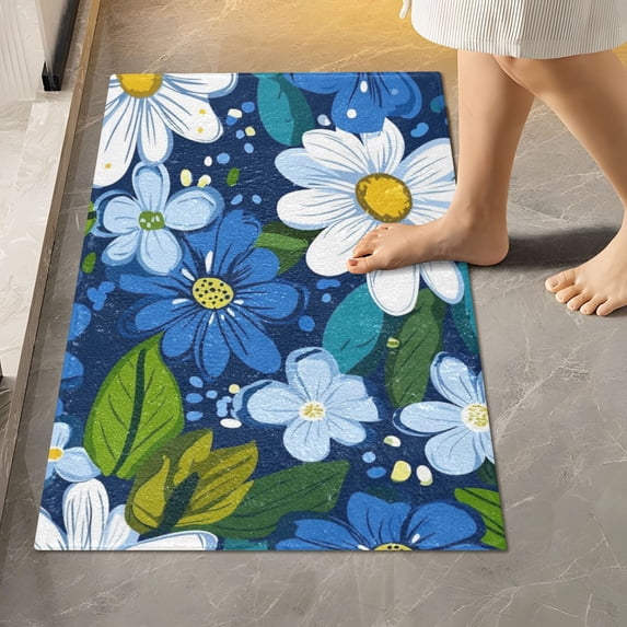 BZSMCE Little Blues Flower Three Pattern 2-Piece Non-Slip Absorbent ...