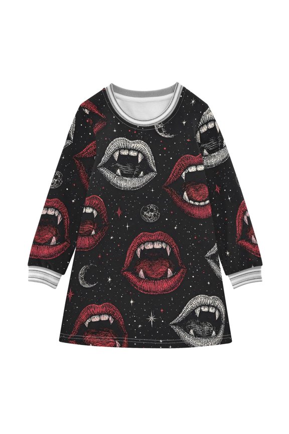 BZSMCE Little Girls Long Sleeved Hoodie A Dresses Pink Star Classical Creative Pattern
