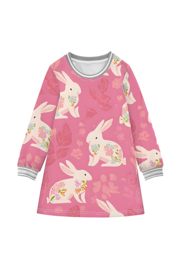 BZSMCE Little Girls Long Sleeved Hoodie A Dresses Pink Star Classical Creative Pattern