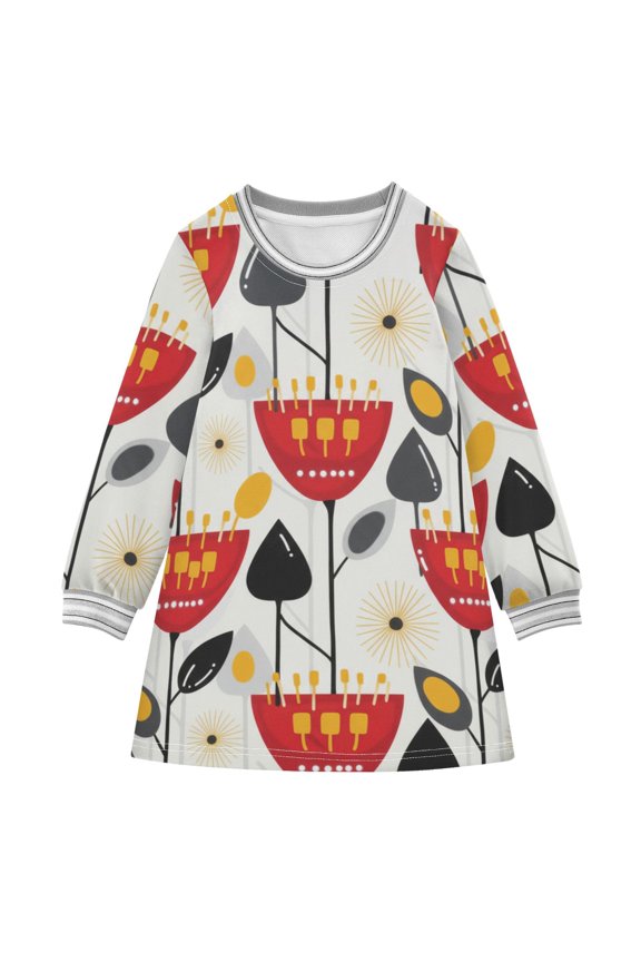 BZSMCE Little Girls Long Sleeved Hoodie A Dresses Pink Star Classical Creative Pattern