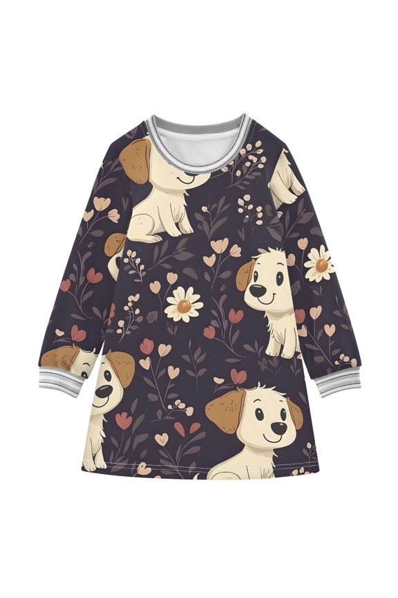 BZSMCE Little Girls Long Sleeved Hoodie A Dresses Pink Star Classical Creative Pattern