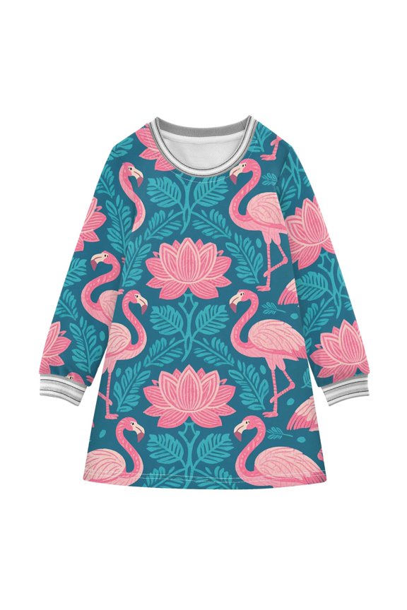 BZSMCE Little Girls Long Sleeved Hoodie A Dresses Pink Star Classical Creative Pattern