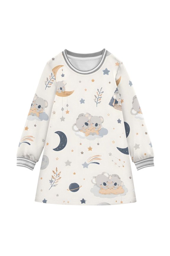 BZSMCE Little Girls Long Sleeved Hoodie A Dresses Pink Star Classical Creative Pattern