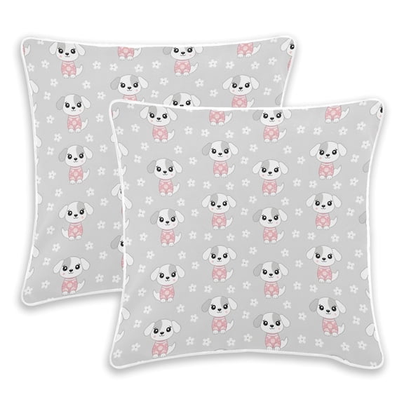 BZSMCE Little Puppy Pattern Throw Pillow Covers Set of 2 Decorative Pillow Cases Covers for Sofa Bed Living Room