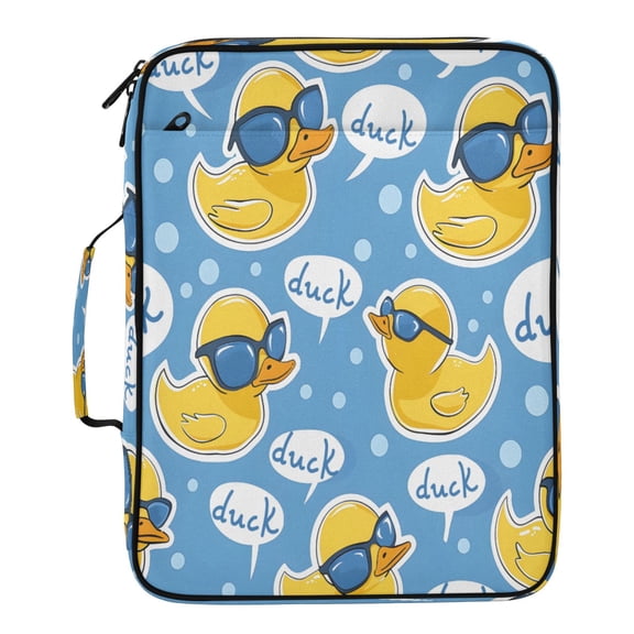 BZSMCE Little Yellow Duck Blue Swimming Goggles Pattern Pattern Water-Resistant Filing Folder Binder Organizer Keeper 1.2 Inch 3-Ring 7-Pocket Expanding File