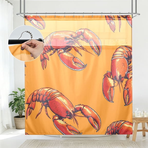BZSMCE Lobster Pattern Pattern Bathroom Shower Curtain Set with Hooks Waterproof Double Layer Fabric 7278 Inch